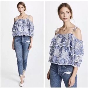NWT L Rebecca Minkoff Dena cold shoulder fun blouse
